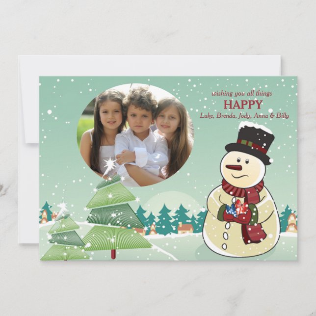 Carte photo de vacances Snowman (Devant)