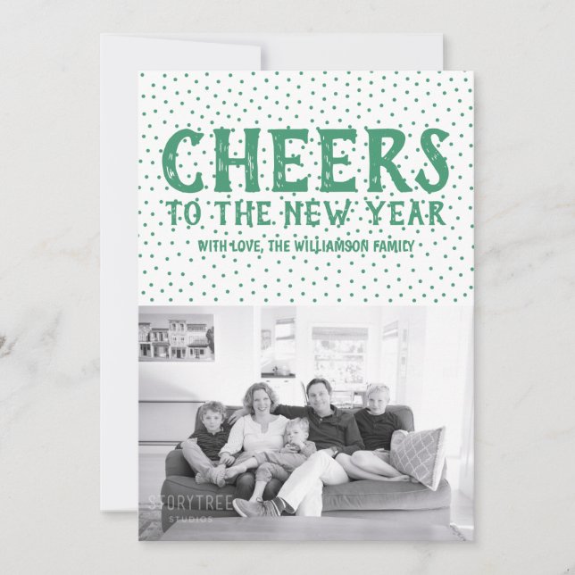Carte photo de vœux pour la nouvelle année en vert (Devant)
