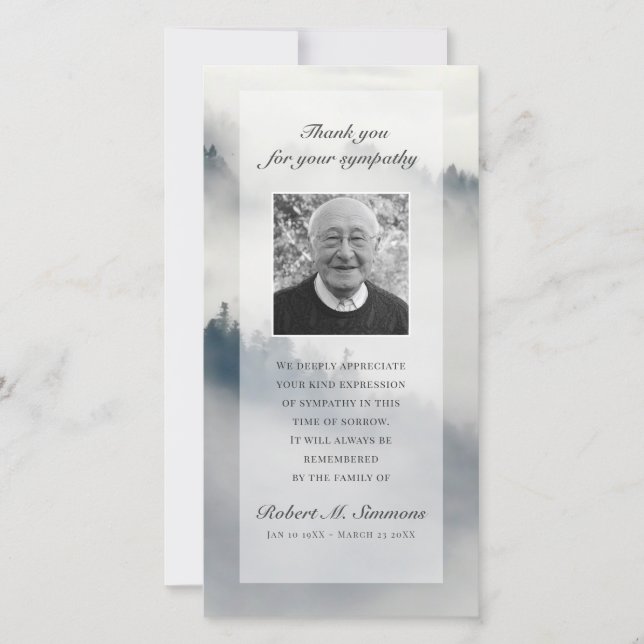 Carte photo d'enterrement de sympathie de Merci de (Devant)