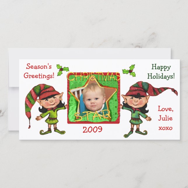 Carte photo des elfes de Noël (Devant)