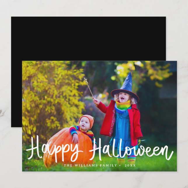 Carte photo d'Halloween moderne et modifiable (Devant / Derrière)