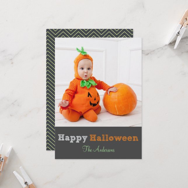 Carte photo d'Halloween moderne simple et personna (Devant/Arrière en situation)