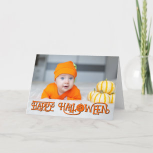 Carte Photo d'Halloween orange et noir