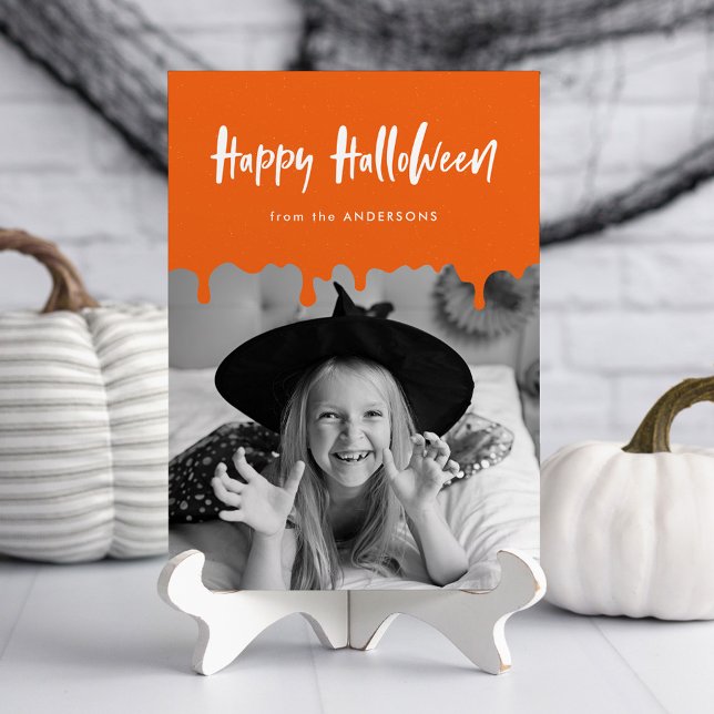 Carte photo d'Halloween orange sang (Créateur téléchargé)