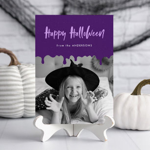 Carte photo d'Halloween pourpre de sang