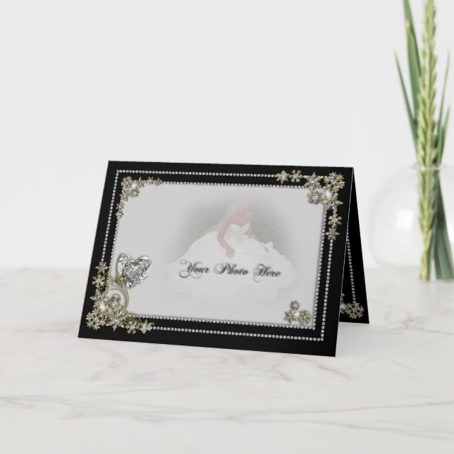 Carte Photo Diamond Snow Flake & Heart Winter (Devant)