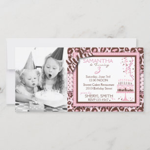 Carte photo d'invitation de la fille Cheetah