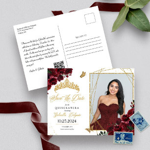 Carte photo D'Or Bourgogne Quinceañera Enregistrer