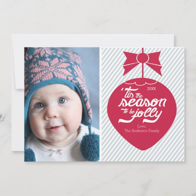Carte photo d'ornement de Noël rétro (Devant)