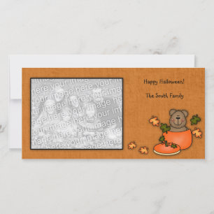 Carte photo d'ours de nounours de citrouille