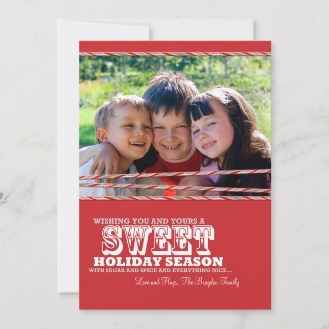 Carte photo doux 5x7 de Noël de sucre de canne (Devant)