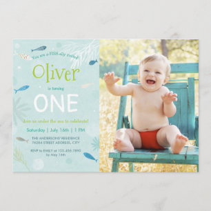 Carte photo du Blue Fish Anniversaire de enfant Pa