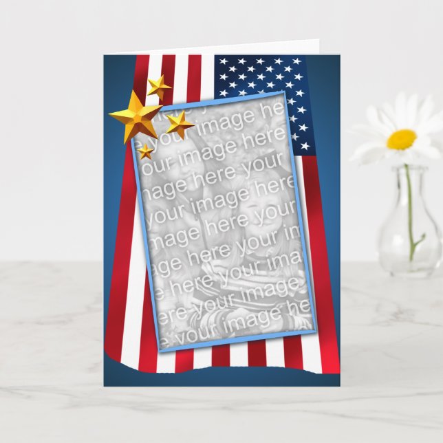 Carte Photo du drapeau patriotique américain (Petite plante)