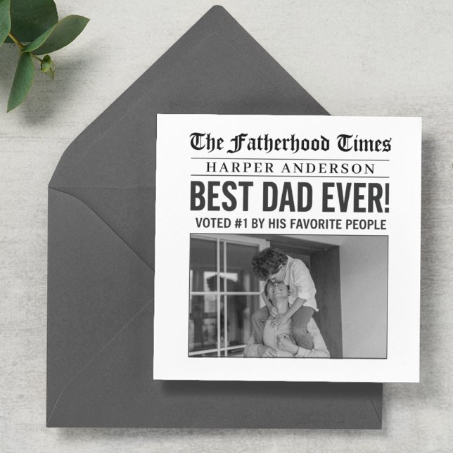 Carte Photo du journal personnalisé Best Papa Ever (Créateur téléchargé)