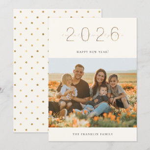Carte photo du Nouvel An 2024 d'or