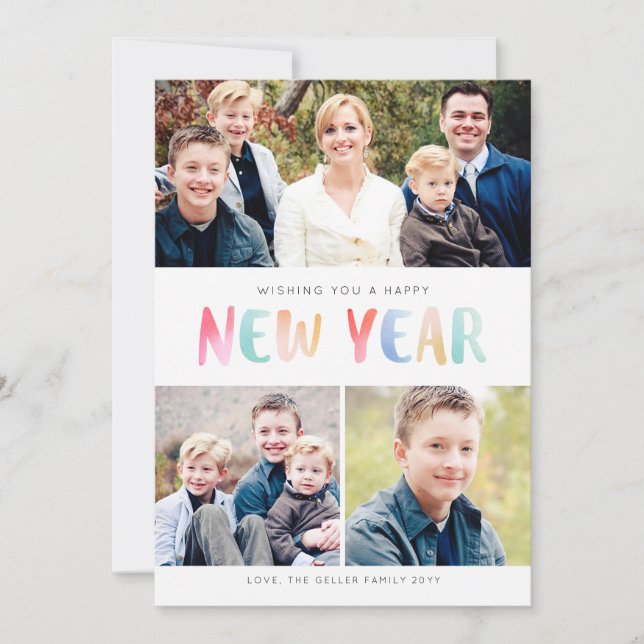 Carte photo du Nouvel An Color Splash (Devant)