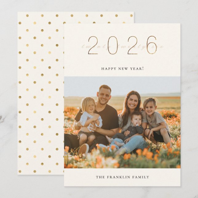 Carte photo du Nouvel An d'or (Devant / Derrière)
