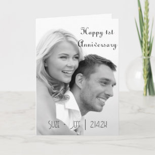 Carte Photo du premier anniversaire Noir Blanc Rétro Sal