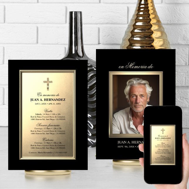 Carte PHOTO DU SERVICE funéraire DE L'Invitation ESPAGNO (SPANISH Invitation Para Funeral Servicio Funerario Visita  Cruz y Religioso  PHOTO)