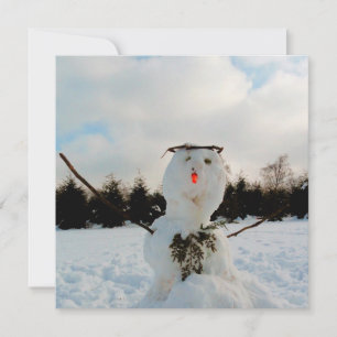 Carte Photo d'un vrai bonhomme de neige 