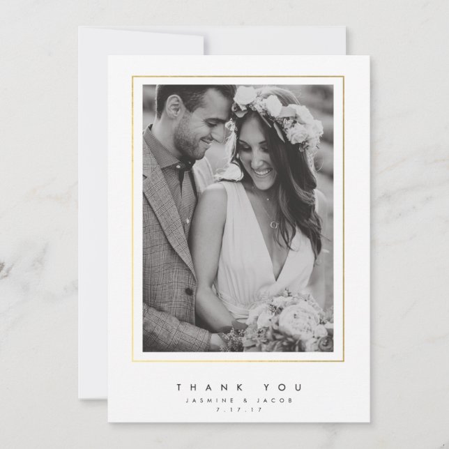 Carte photo élégant de Merci de mariage (Devant)