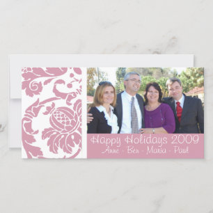 Carte photo en damas rose