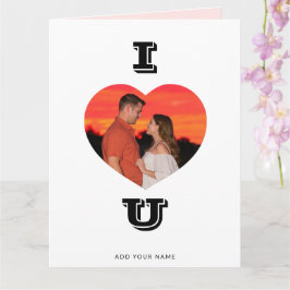 Carte Photo en forme de coeur I Love U Valentine Card