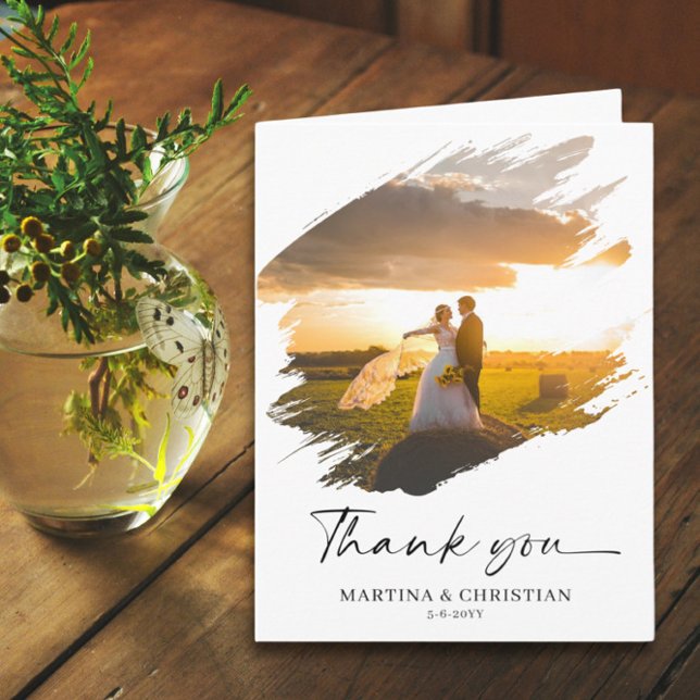 Carte Photo en forme de pinceau Merci Mariage plié (Créateur téléchargé)