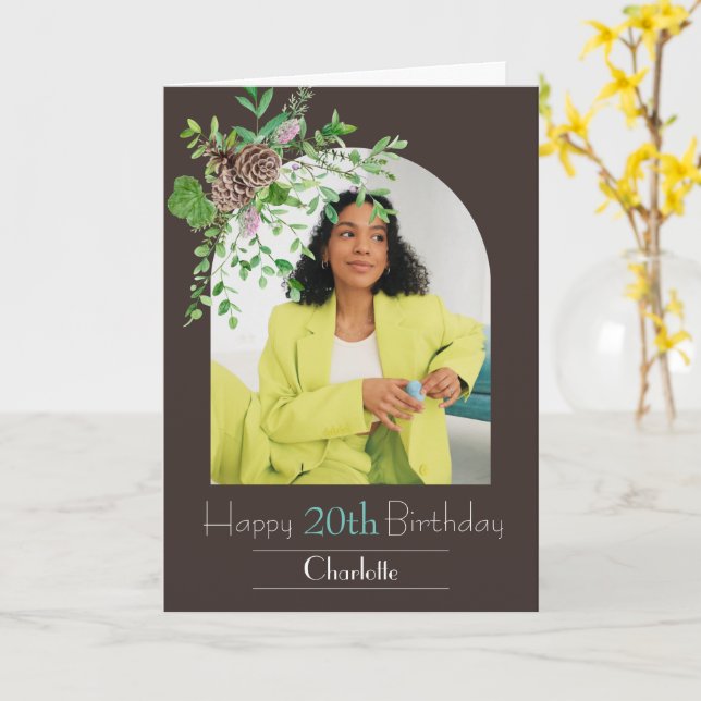 Carte Photo en U floral personnalisez l'accueil d'annive (Fleur jaune)
