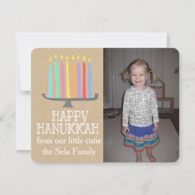 Carte photo espiègle heureux de Hanoukka Menorah (Devant)
