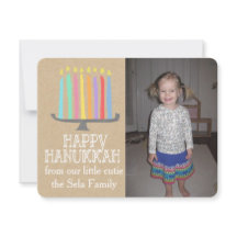 Carte photo espiègle heureux de Hanoukka Menorah