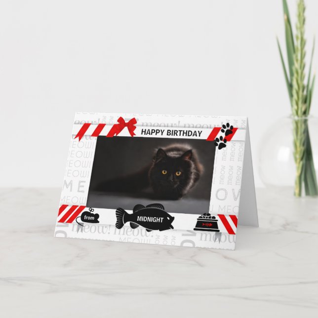 Carte Photo et nom de l'animal rouge de l'anniversaire d (Devant)