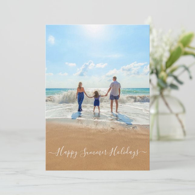 Carte photo et texte personnalisée - Joyeuses fête (Debout devant)