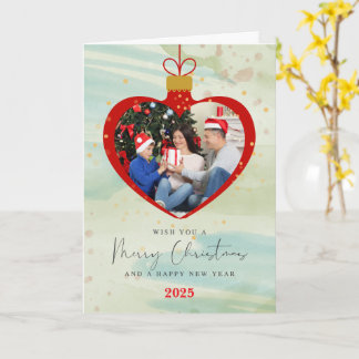 Carte Photo et texte personnalisés Joyeux Noël & Heureux
