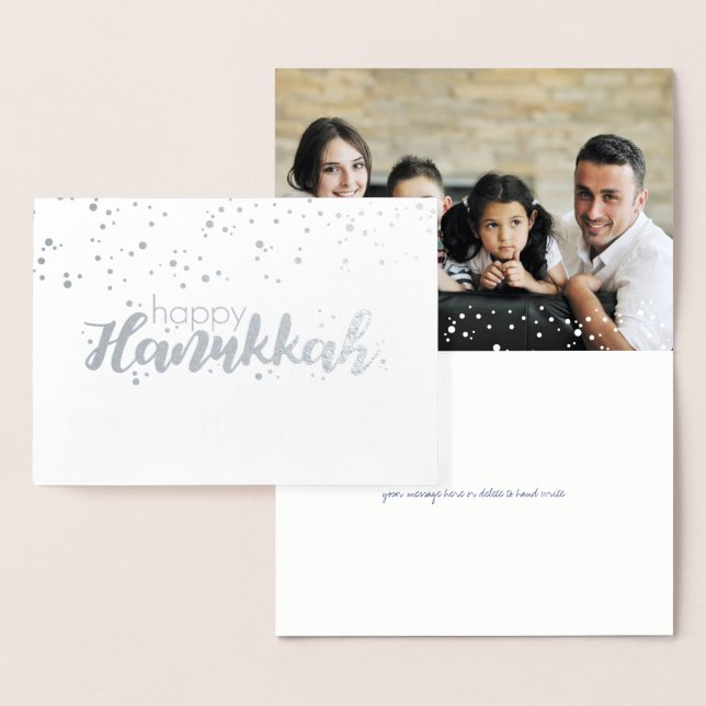 Carte photo Etched Foil Happy Hanoukka Snow Bubble (Affichage)