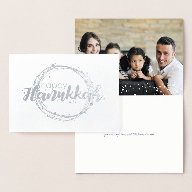 Carte photo Etched Foil Happy Hanoukka Snow Bubble (Affichage)
