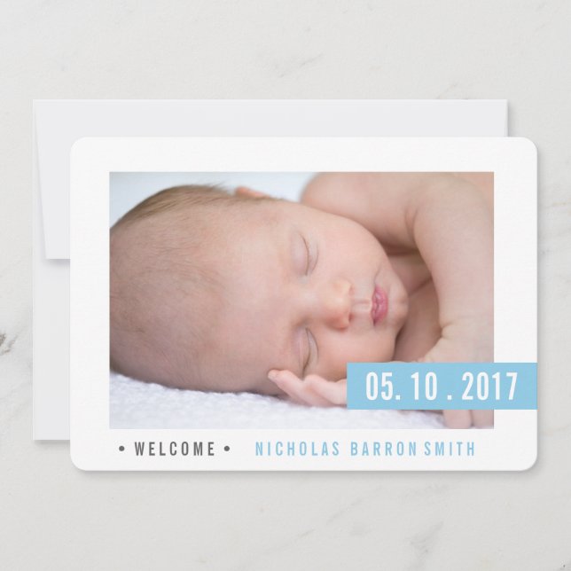 CARTE PHOTO faire-part BLUE BOY MODERNE (Devant)