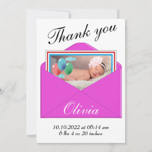 carte photo Faire-part de naissance Merci