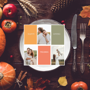 Carte Photo Family Collage moderne Happy Thanksgiving