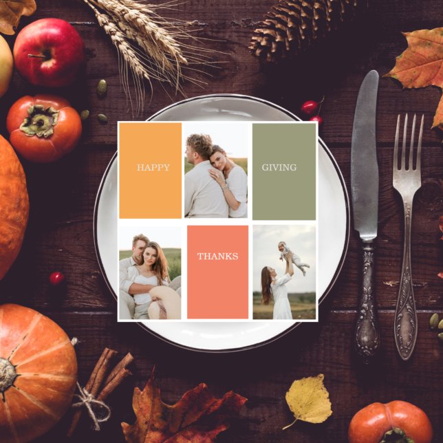 Carte Photo Family Collage moderne | Happy Thanksgiving (Créateur téléchargé)