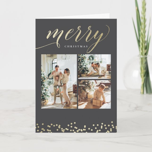Carte photo Festive Gold Sparkle Christmas (Devant)