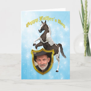 Carte photo Fête des pères avec cheval d'élevage