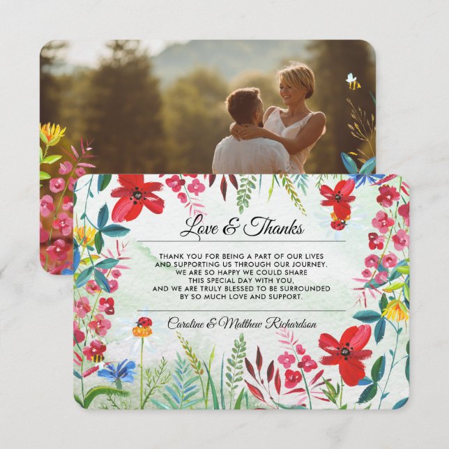 Carte photo fleur sauvage Merci Mariage (Devant / Derrière)