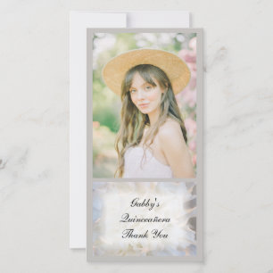 Carte photo floral blanc de Merci de Quinceañera