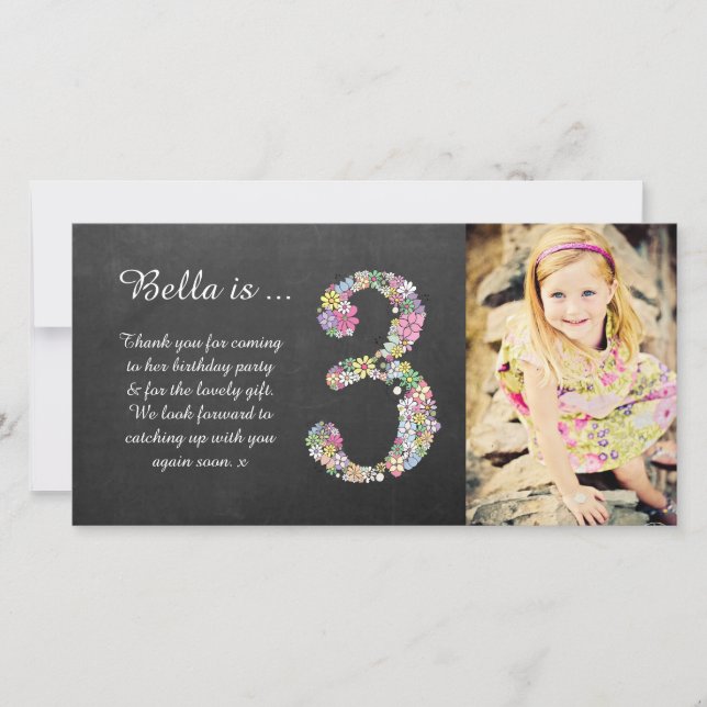 Carte photo floral de Merci de 3ème anniversaire (Devant)