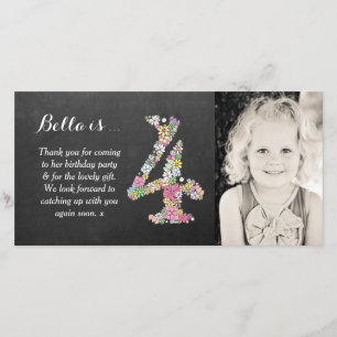 Carte photo floral de Merci de 4ème anniversaire