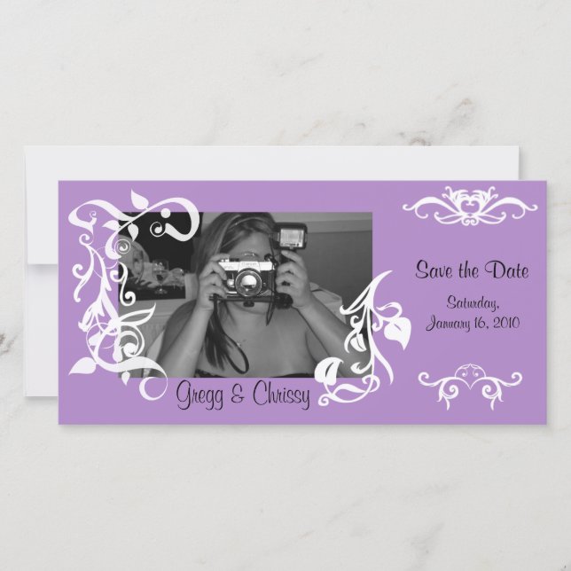 Carte photo floral pourpre (Devant)