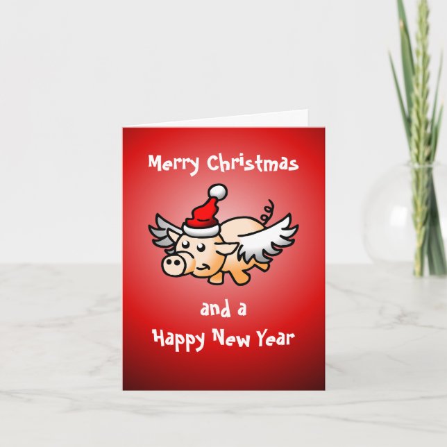 Carte photo Flying Pig Christmas (Devant)