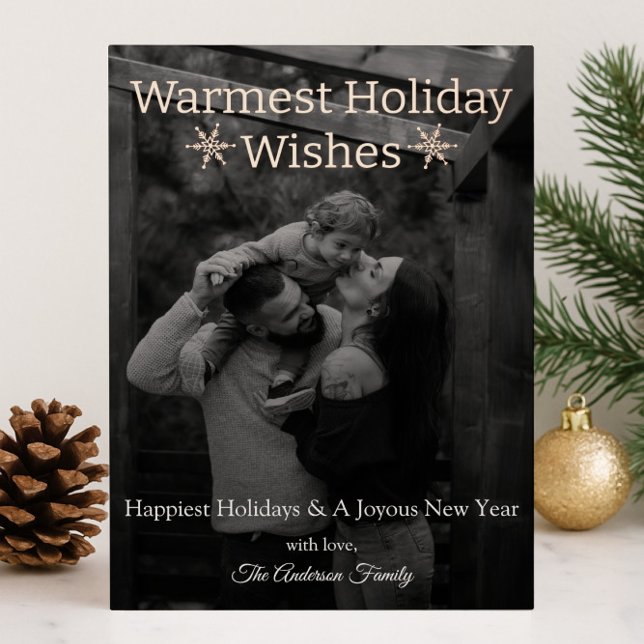 Carte photo Foil pour les fêtes les plus chaudes (Warmest Holiday Wishes Snowflakes Foil Holiday Photo Card)