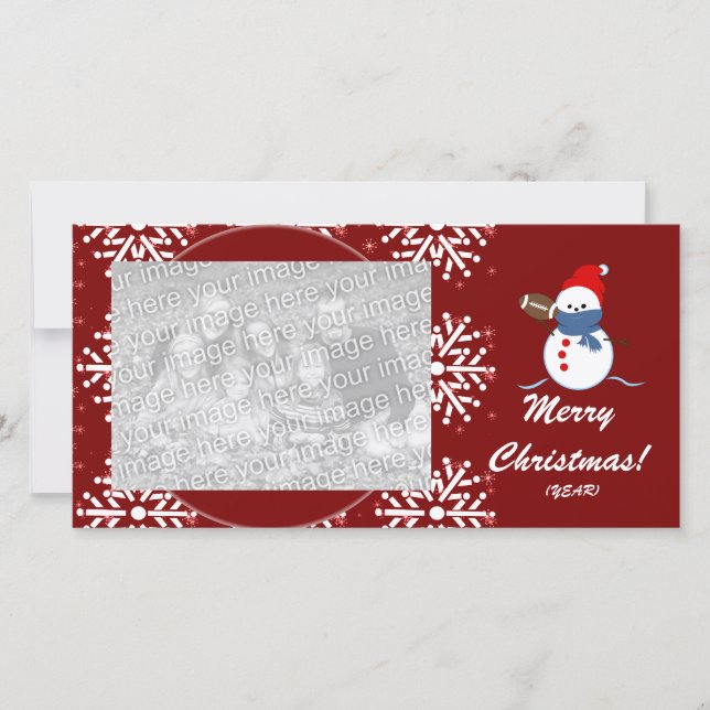Carte photo - Football Snowman de Noël (Devant)